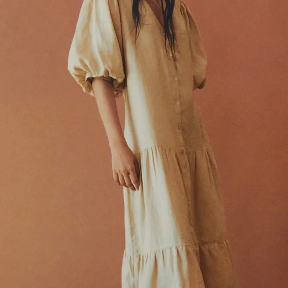 Dresses | Mango Midi Dress 10 Linen | Poshmark